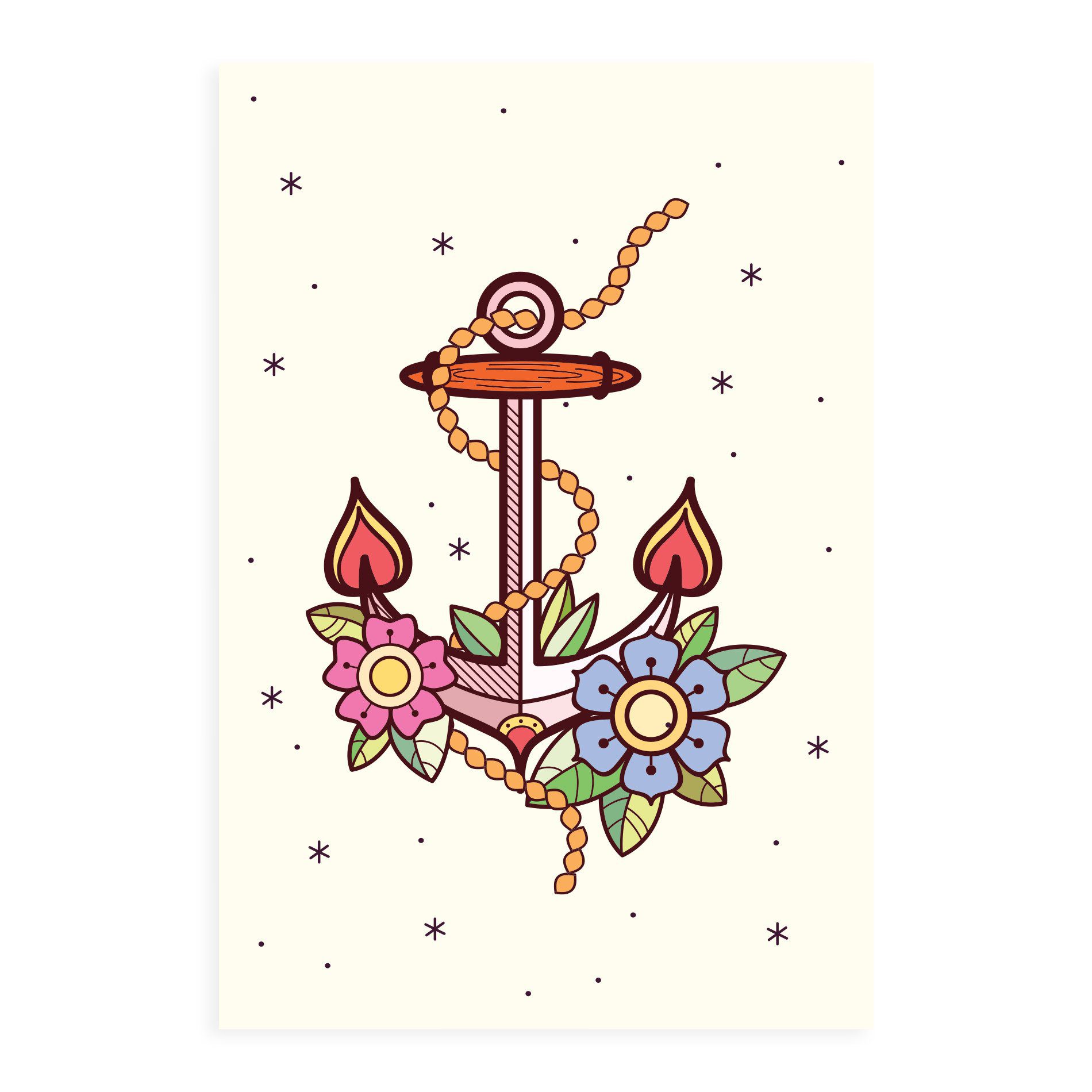 Placa Decorativa Vintage MDF Marinha Âncora 30x40cm