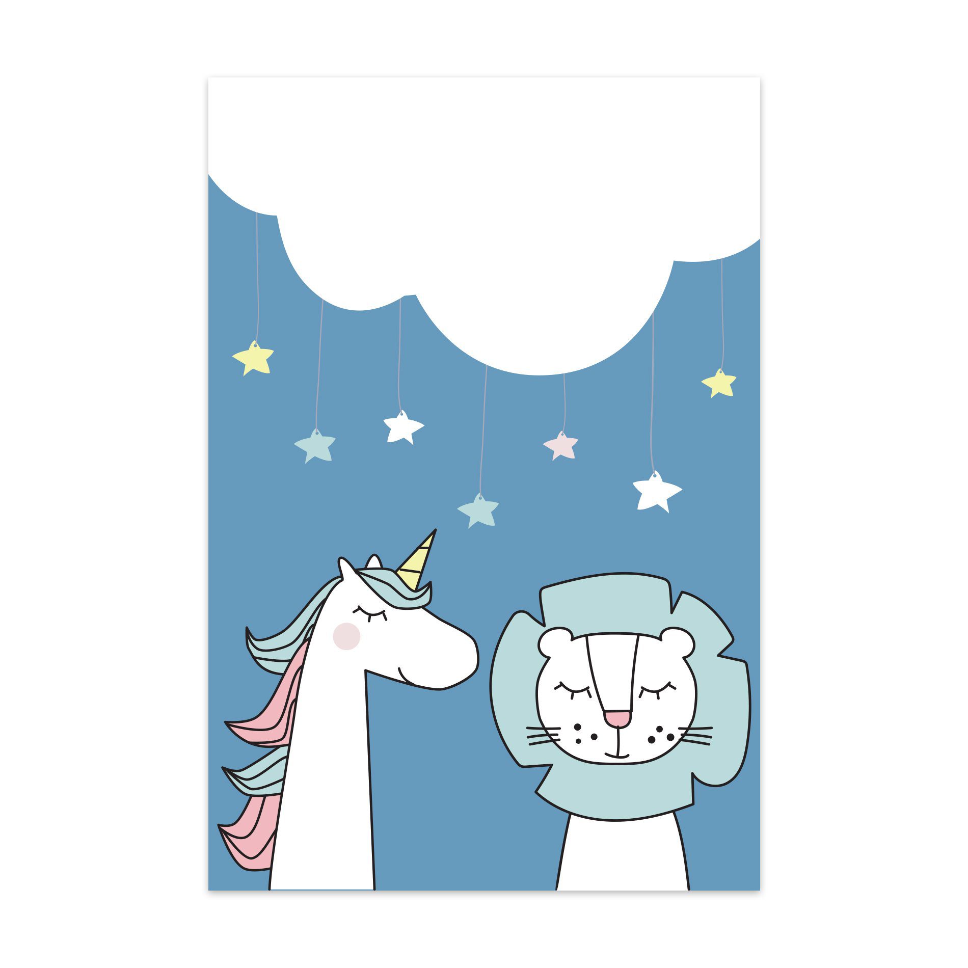 Placa Decorativa MDF Unicórnio e Leão 30x40cm