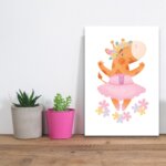 Placa Decorativa MDF Bailarina Girafa 30x40cm