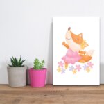 Placa Decorativa MDF Bailarina Raposa 30x40cm