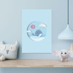 Placa Decorativa Baleia Praia Infantil 30x40cm