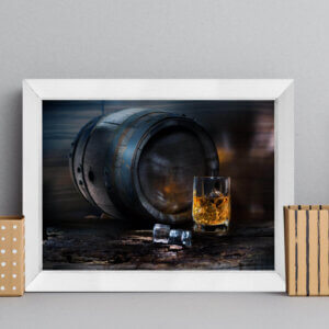 Quadro Decorativo Bebida Bar Whisky 22x32cm Moldura Branca