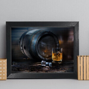 Quadro Decorativo Bebida Bar Whisky Moldura Preta