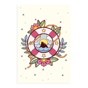 Placa Decorativa Vintage MDF Marinha Bóia 30x40cm