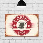 Placa Decorativa Vintage Café Coffee Shop MDF 30x40cm