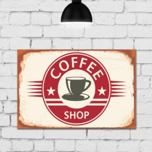 Placa Decorativa Vintage Café Coffee Shop MDF