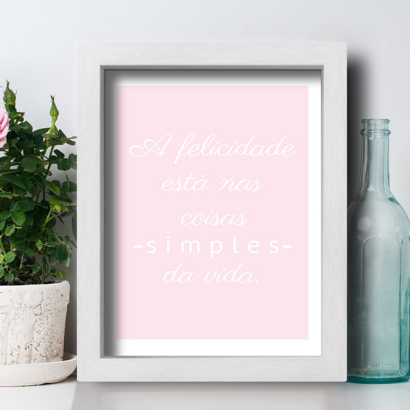 Quadro Decorativo com Moldura Branca Coisas Simples
