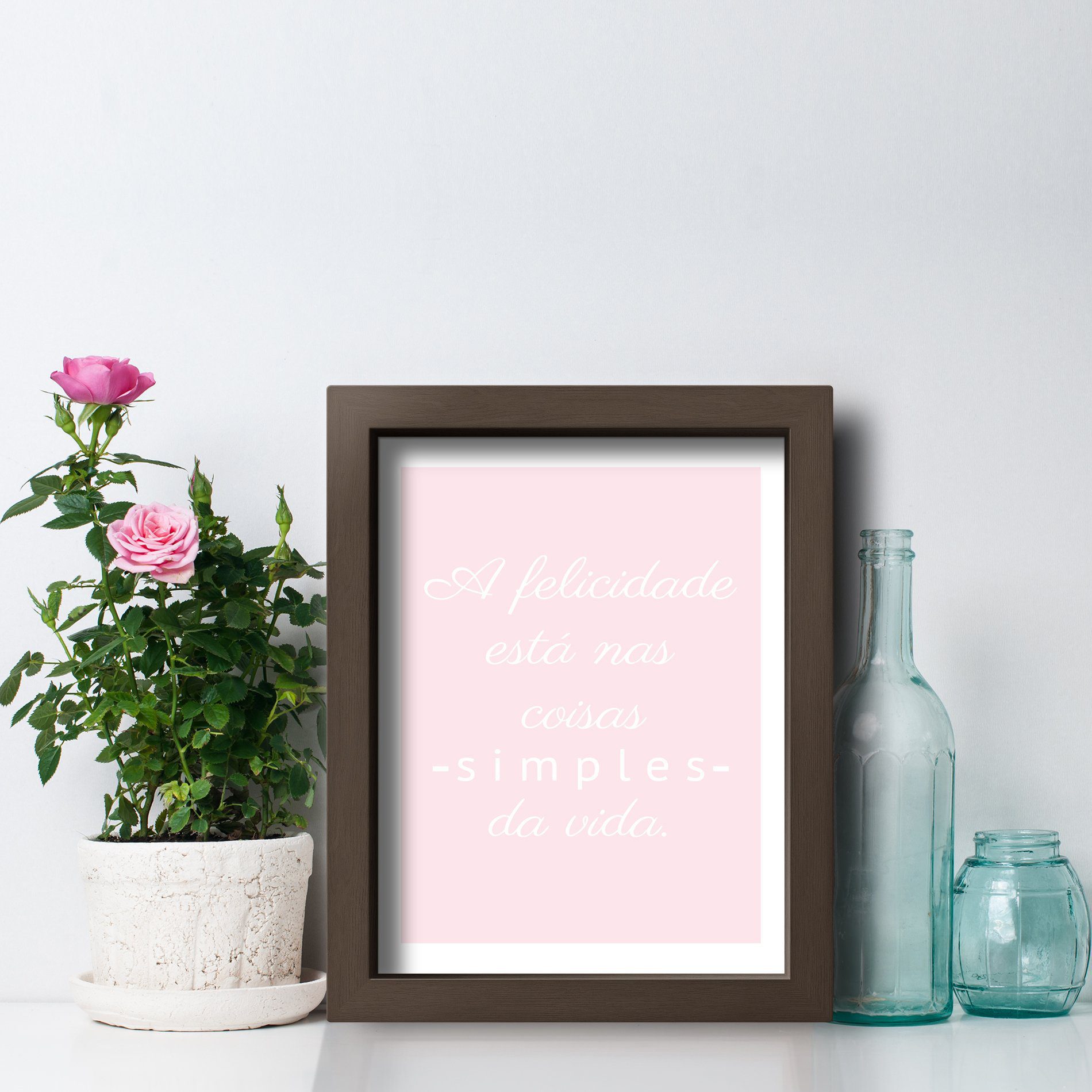 Quadro Decorativo com Moldura Marrom Coisas Simples