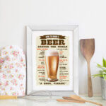 Quadro Decorativo Frase Pedir Cerveja 22x32cm Moldura Branca