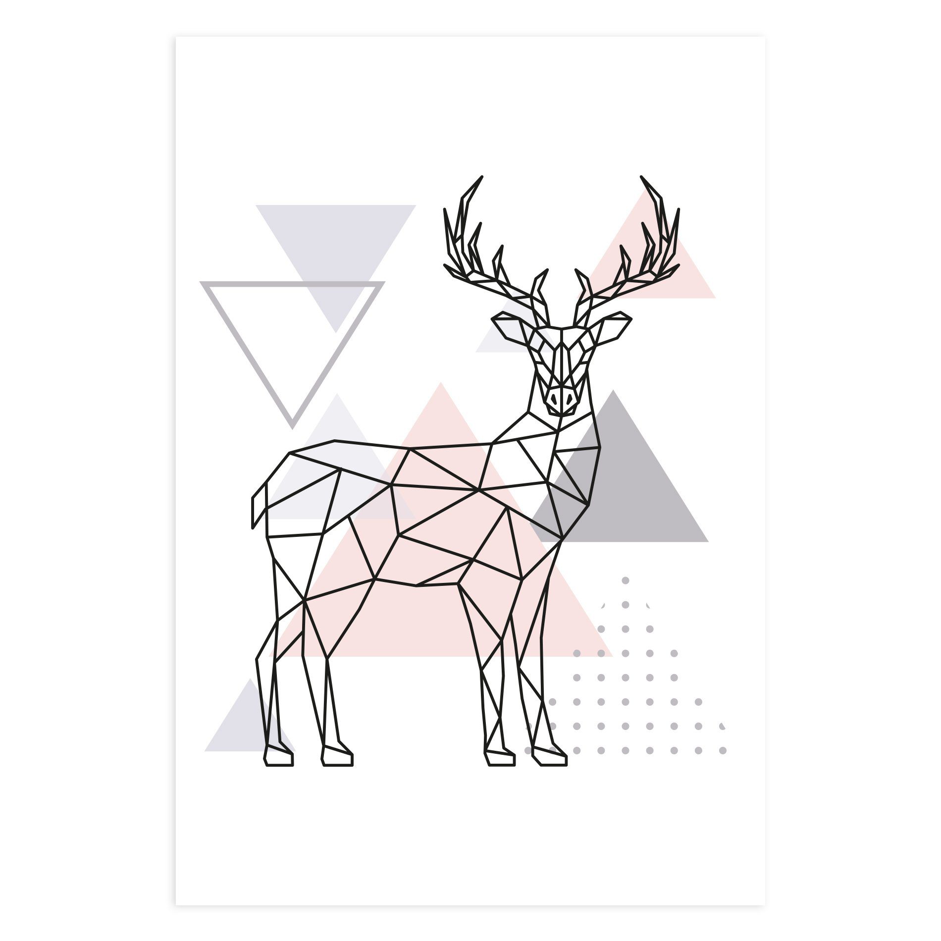 Placa MDF Decoração Minimalista Alce Cinza e Rosa 20x30cm