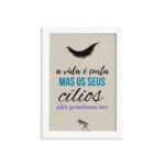 Quadro Frase Maquiagem Cílios Moldura Branca 22x32cm