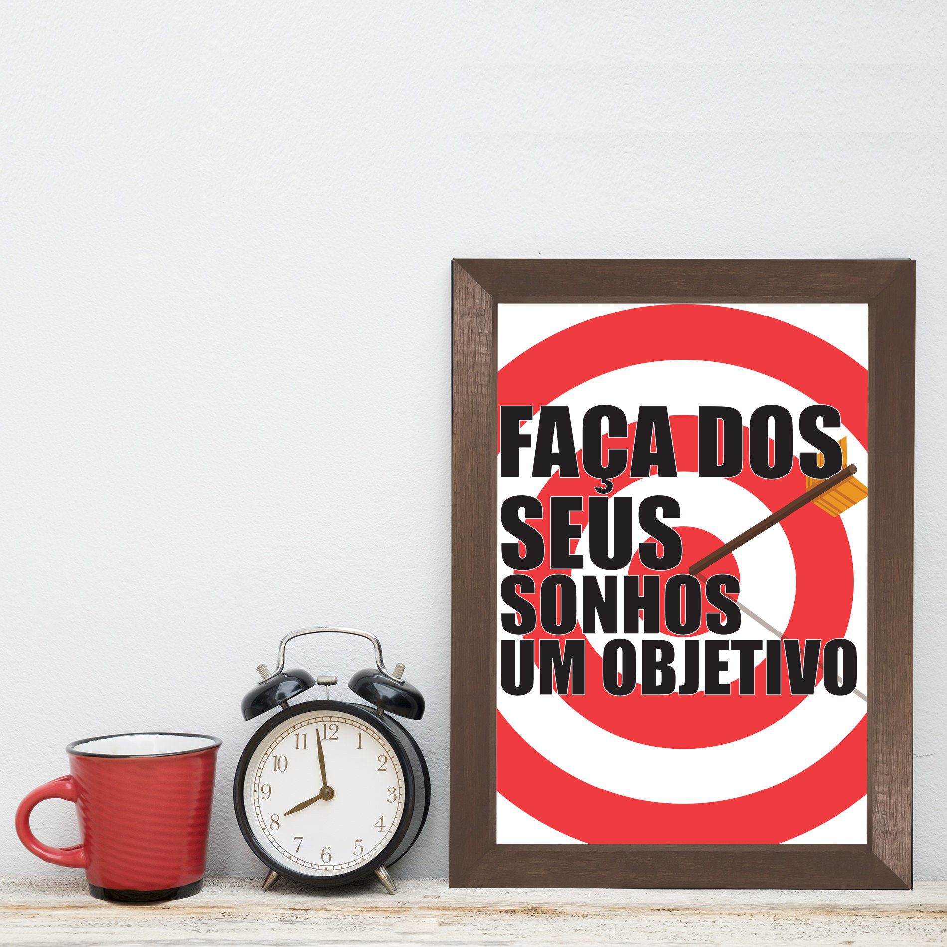 Quadro Decorativo com Moldura Marrom Objetivos