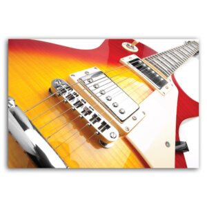 Placa Decorativa MDF Música Guitarra Vermelha Amarela