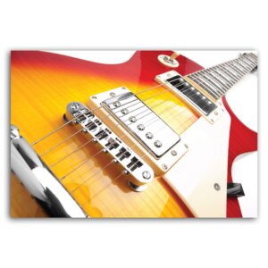 Placa Decorativa MDF Música Guitarra Vermelha Amarela