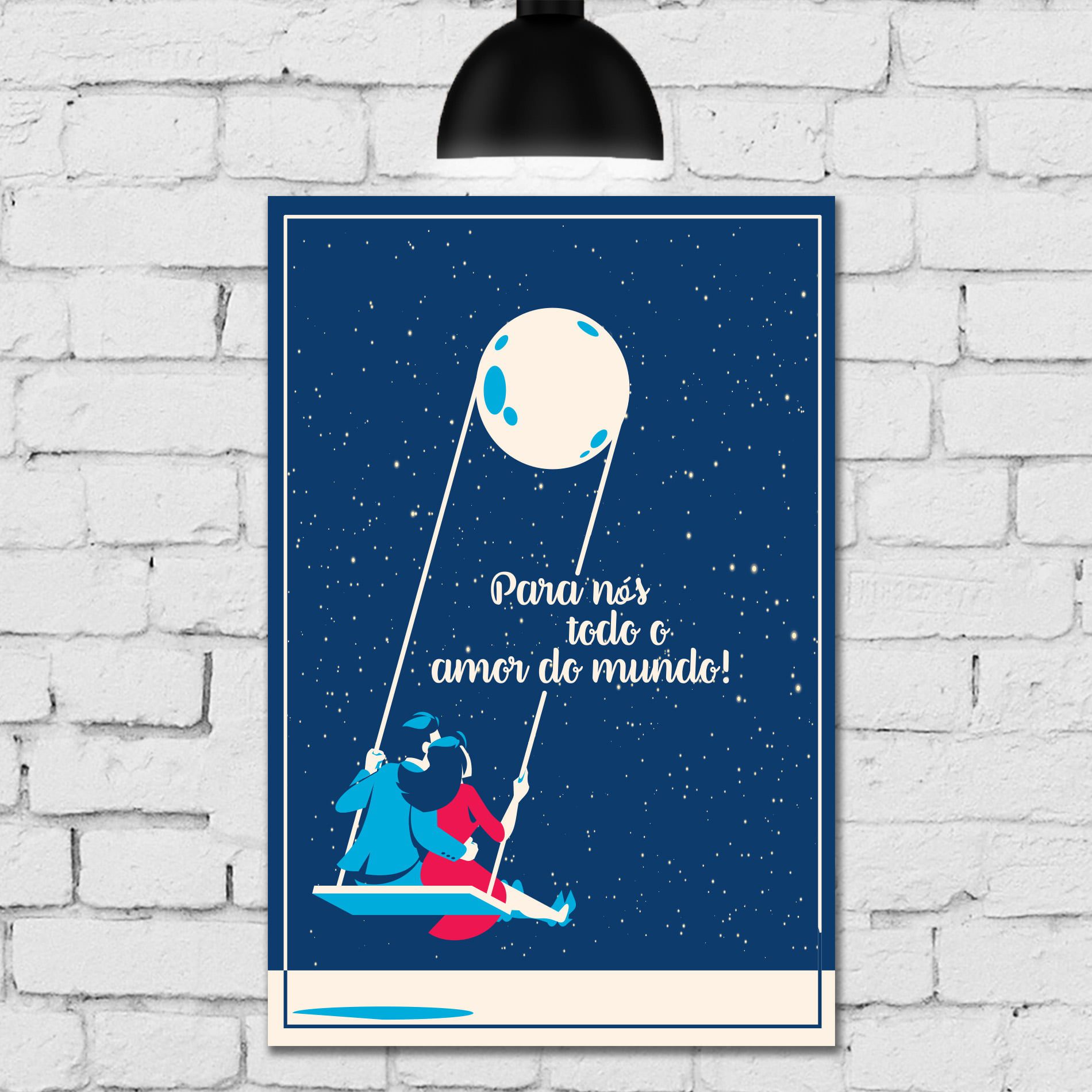 Placa Decorativa MDF Frase Lua Amor