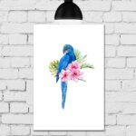Placa Decorativa MDF Arara Aquarela 30x40