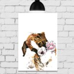 Placa Decorativa MDF Cachorro Aquarela 30x40