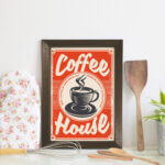 Quadro Decorativo Café Vintage 22x32cm Moldura Marrom