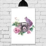 Placa Decorativa MDF Floral Camera 30x40