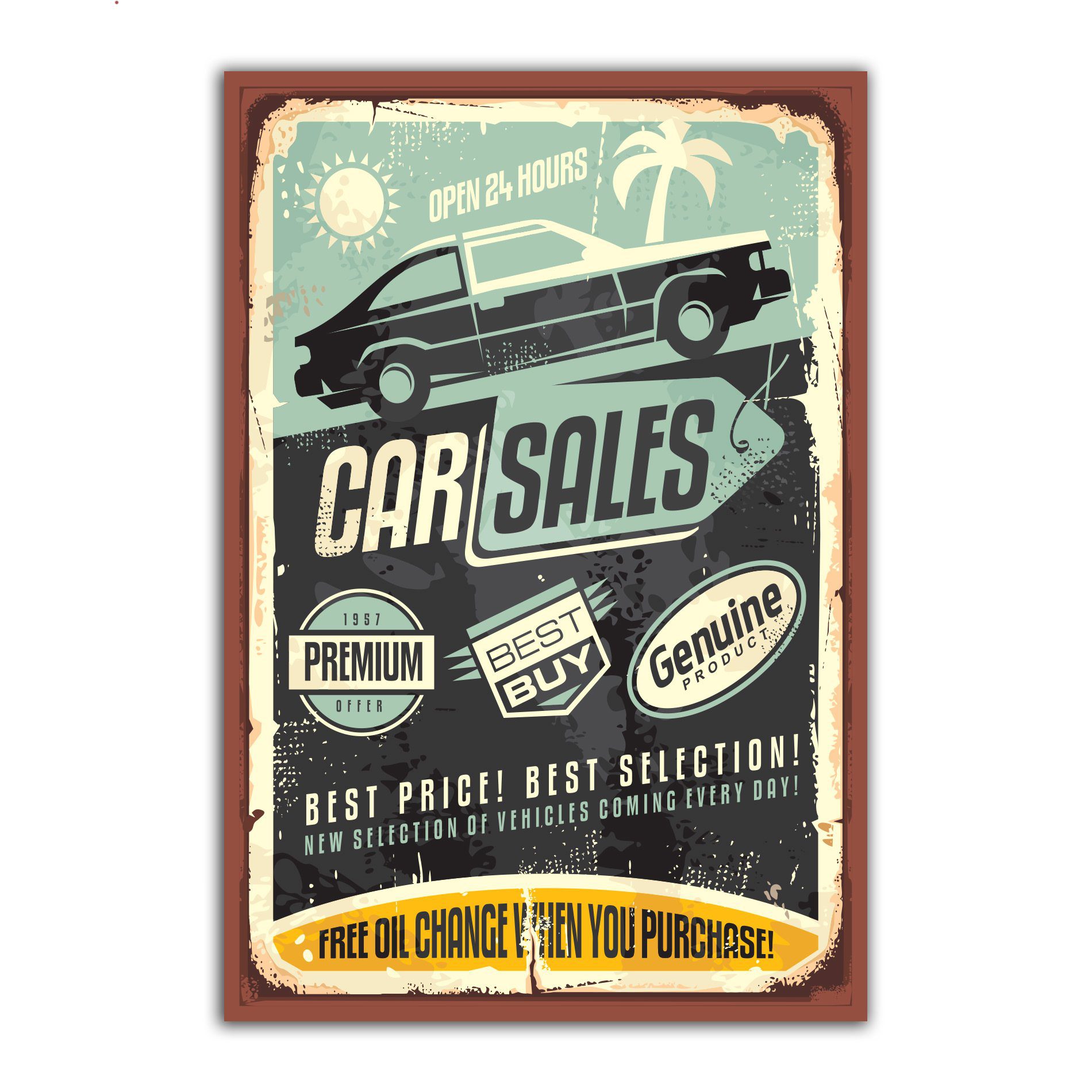 Placa Decorativa Vintage Carros Car Sales