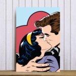 Placa Decorativa Vintage Romântica Beijo Casal Coração 20x30