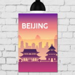 Placa Decorativa para Sala MDF Cidades Beijing 20x30cm