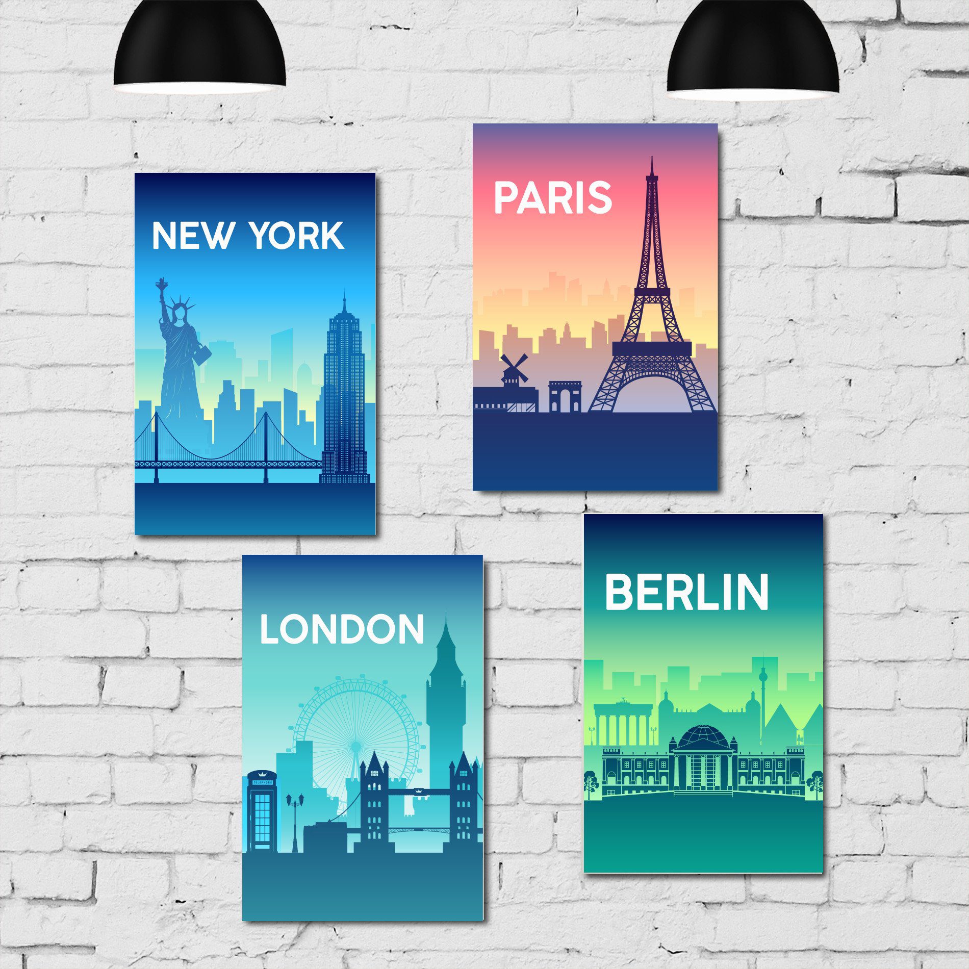 Kit Placa Decorativa MDF Cidades