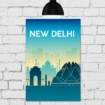 Placa Decorativa MDF Cidades Viagem Nova Delhi 30x40cm