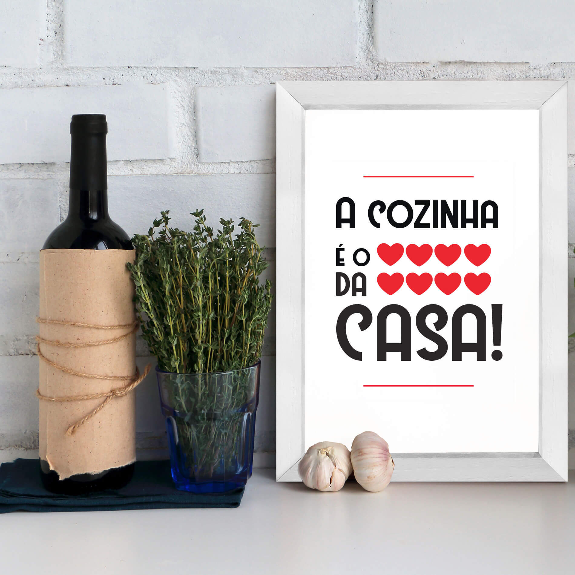 Quadro Cozinha Coração da Casa 22x32cm Moldura Marrom