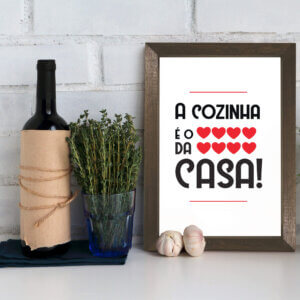 Quadro Cozinha Coração da Casa 22x32cm Moldura Marrom