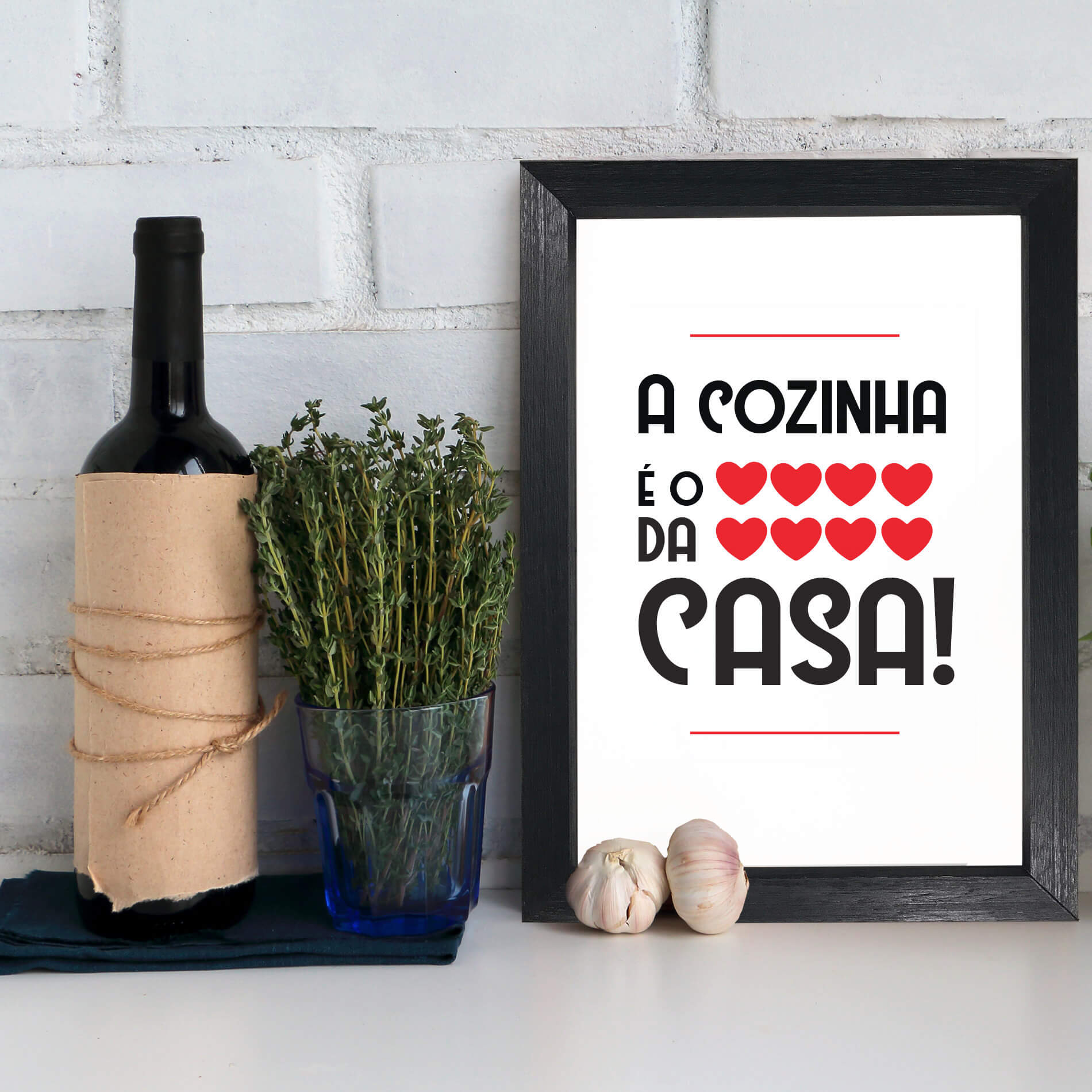 Quadro Cozinha Coração da Casa 22x32cm Moldura Preta