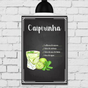 Placa Decorativa MDF Receitas de Drink Caipirinha