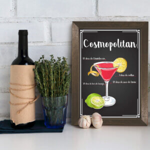 Quadro Bebida Cosmopolitan 22x32cm Moldura Marrom