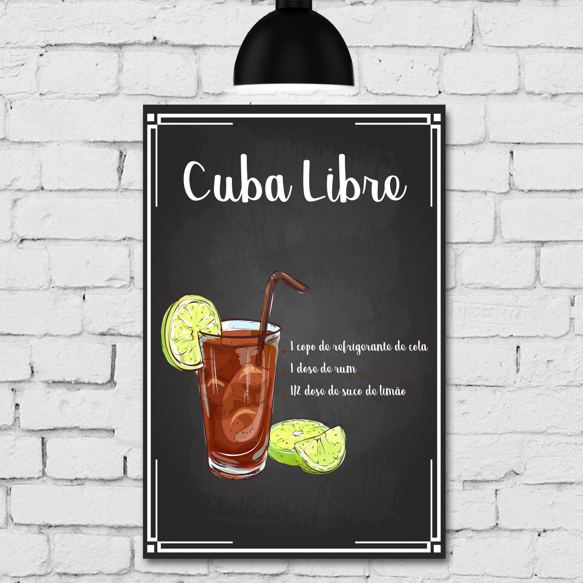 Kit Placa Decorativa MDF Receitas Drinks