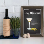 Quadro Decorativo Bebida Martini 22x32cm Moldura Marrom