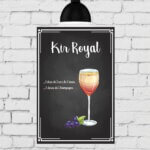 Placa Decorativa MDF Receitas de Drink Kir Royal 30x40