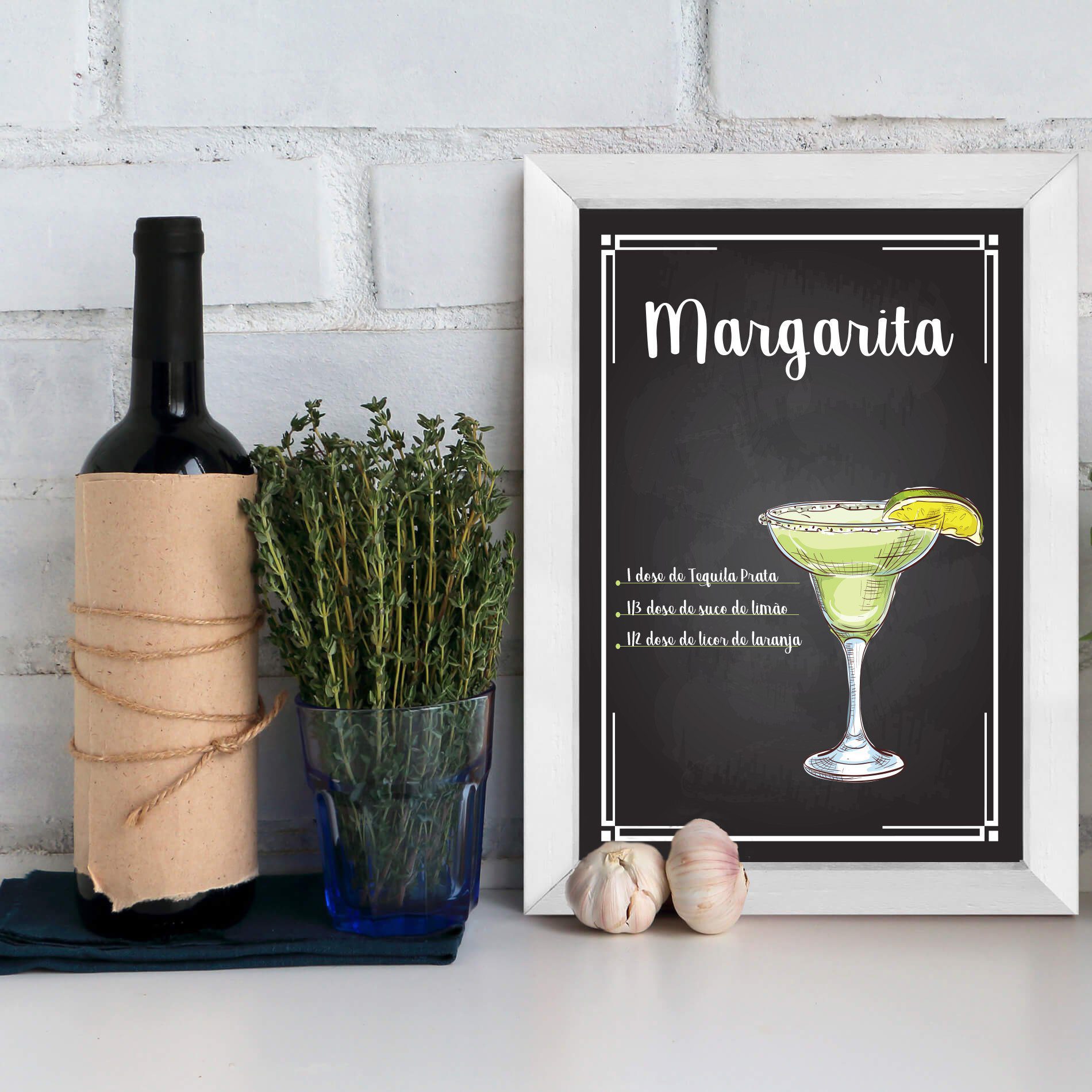 Quadro Bebida Margarita 22x32cm Moldura Branca