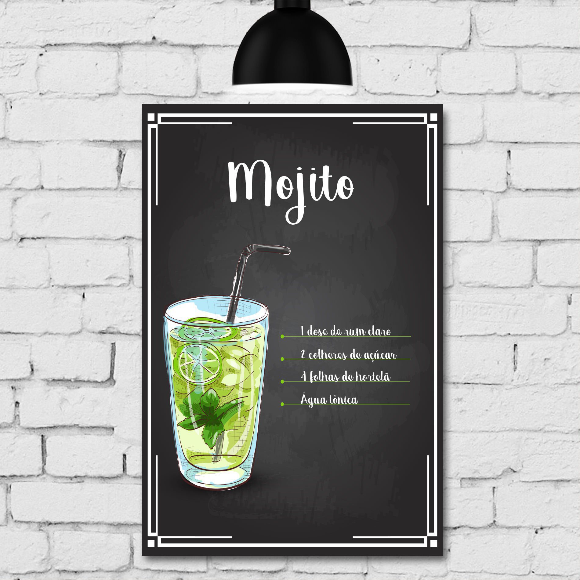 Kit Placa Decorativa MDF Receitas Drinks