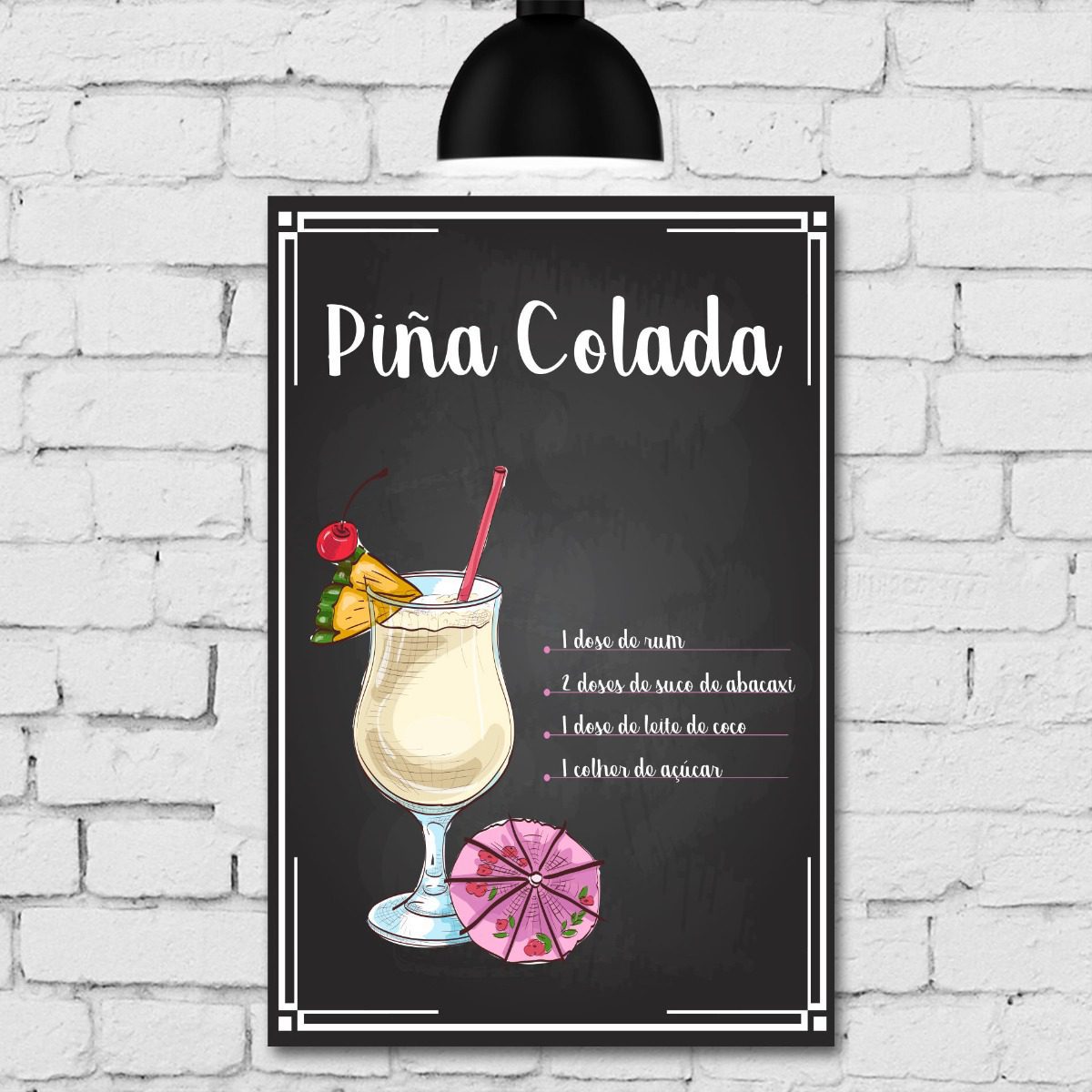 Kit Placa Decorativa MDF Receitas Drinks