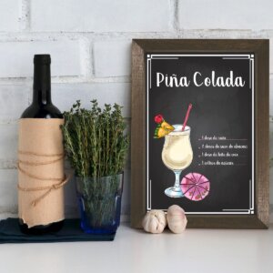 Quadro Bebida Piña Colada 22x32cm Moldura Marrom