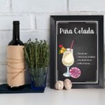 Quadro Bebida Piña Colada 33x43cm Moldura Preta