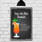 Placa Decorativa MDF Receitas de Drink Sex on the beach
