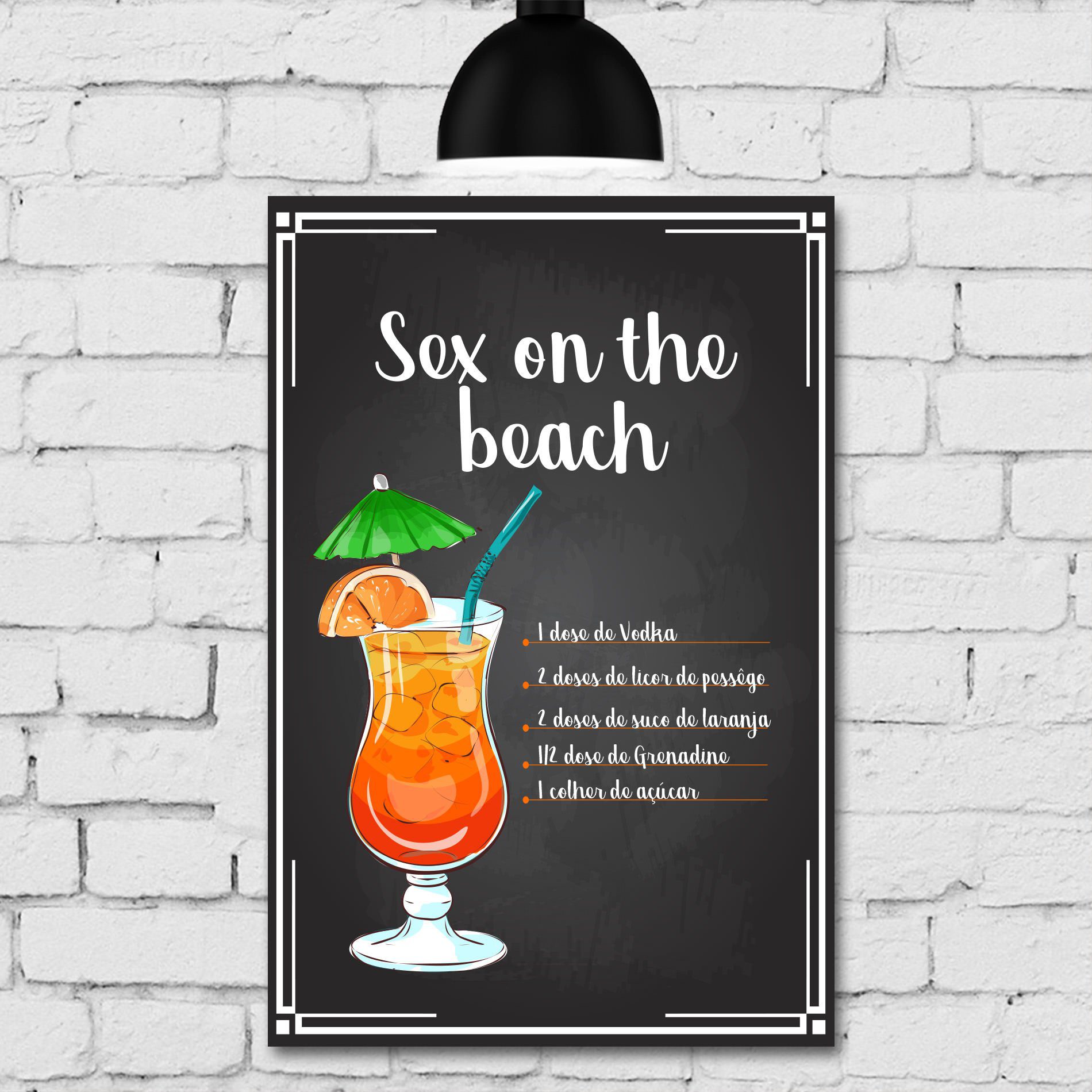 Kit Placa Decorativa MDF Receitas Drinks com Vodka