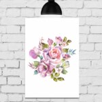 Placa Decorativa MDF Floral Aquarela