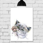 Placa Decorativa MDF Gatinho Aquarela 30x40