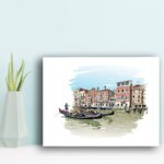 Placa Decorativa MDF Veneza Viagem em Gravuras 20x30cm