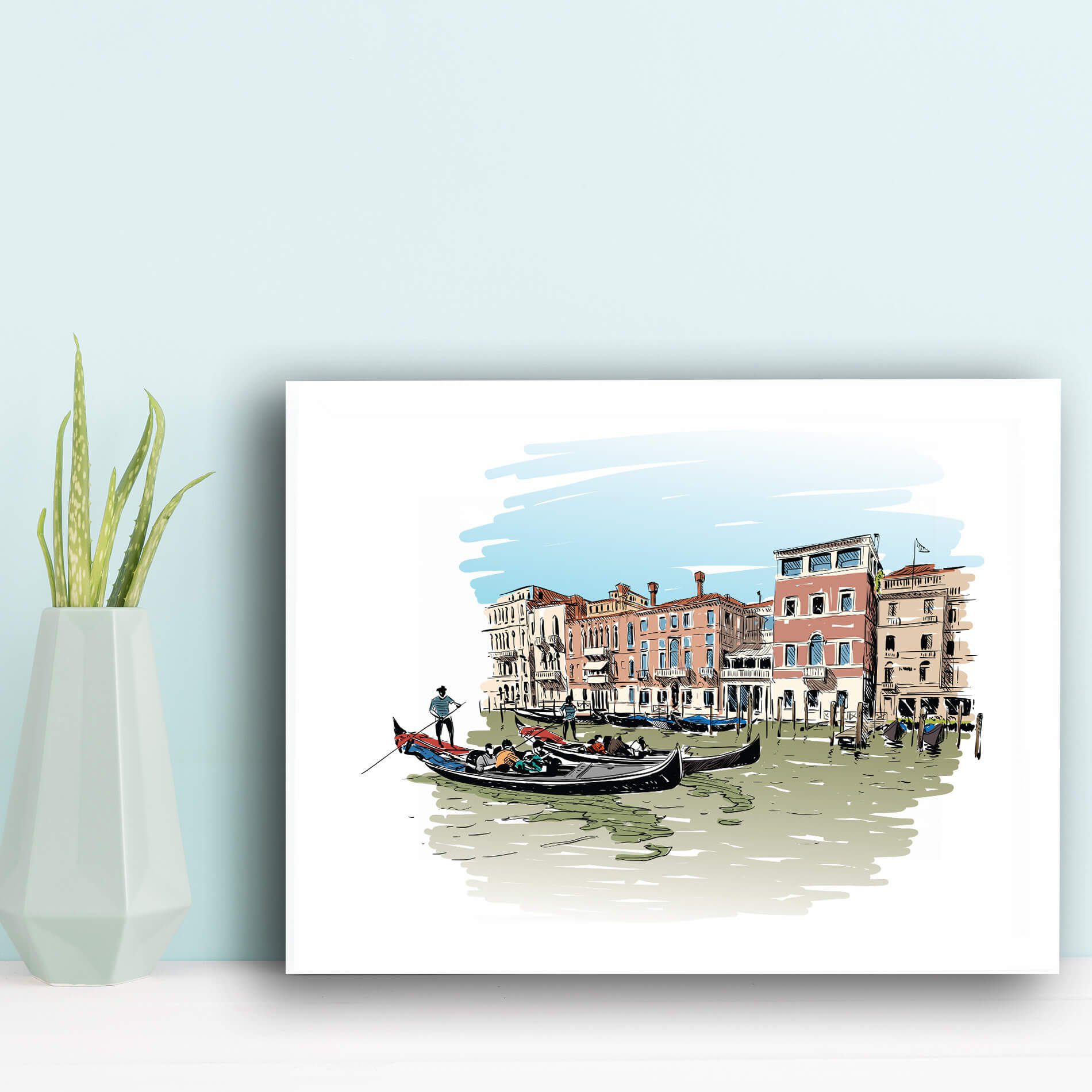 Placa Decorativa MDF Veneza Viagem em Gravuras