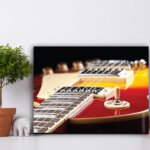 Placa Decorativa MDF Música Guitarra Vermelha 30x40cm