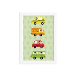 Quadro Decorativo Infantil Carrinhos 33x43 Moldura Branca