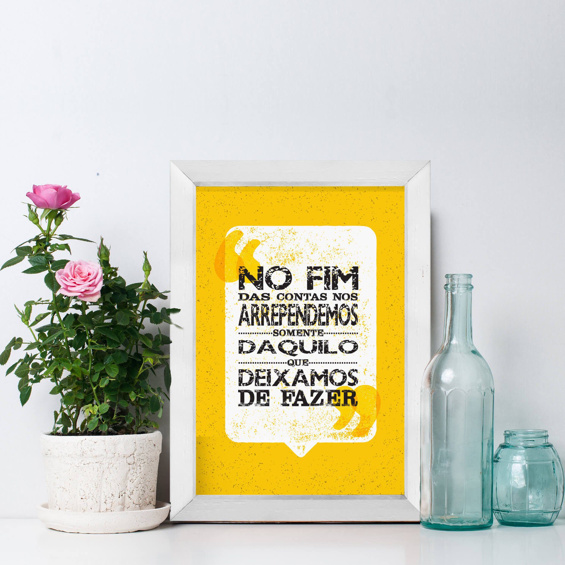 Quadro Decorativo Frase No fim das contas 22x32 Moldura Branca